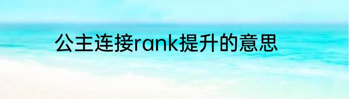公主连接rank提升的意思