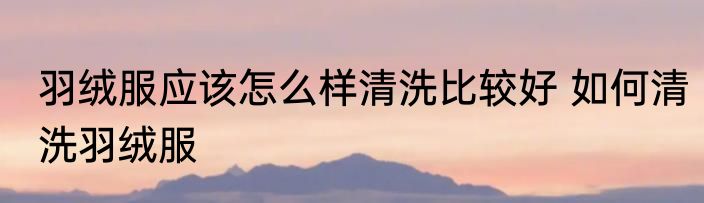 羽绒服应该怎么样清洗比较好 如何清洗羽绒服