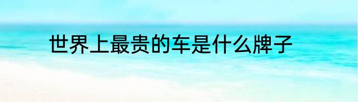 世界上最贵的车是什么牌子
