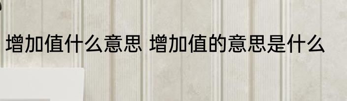 增加值什么意思 增加值的意思是什么