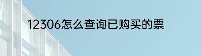 12306怎么查询已购买的票
