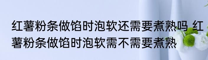 红薯粉条做馅时泡软还需要煮熟吗 红薯粉条做馅时泡软需不需要煮熟