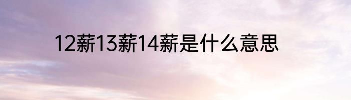 12薪13薪14薪是什么意思