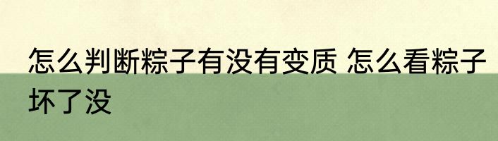 怎么判断粽子有没有变质 怎么看粽子坏了没