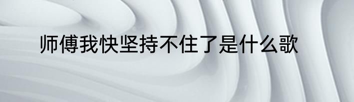 师傅我快坚持不住了是什么歌
