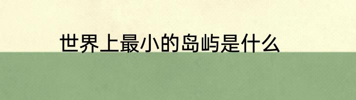 世界上最小的岛屿是什么
