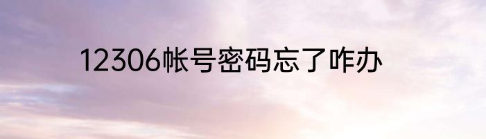 12306帐号密码忘了咋办