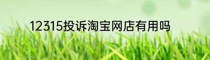 12315投诉淘宝网店有用吗