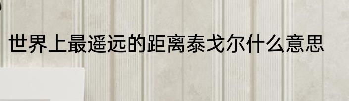 世界上最遥远的距离泰戈尔什么意思