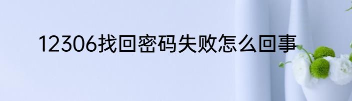 12306找回密码失败怎么回事