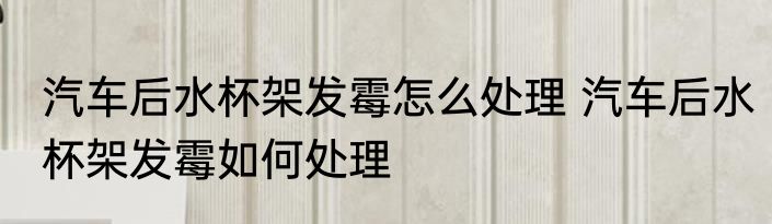 汽车后水杯架发霉怎么处理 汽车后水杯架发霉如何处理