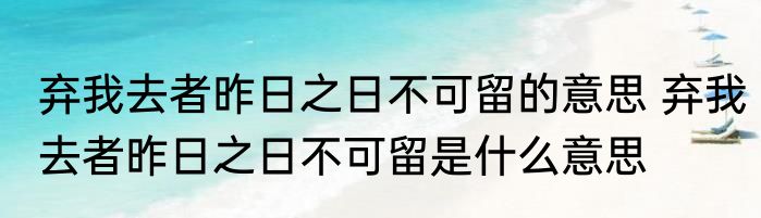 弃我去者昨日之日不可留的意思 弃我去者昨日之日不可留是什么意思