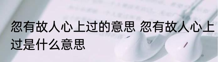 忽有故人心上过的意思 忽有故人心上过是什么意思