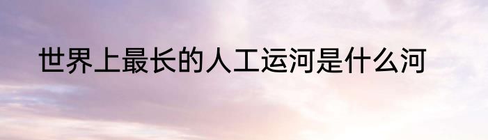 世界上最长的人工运河是什么河