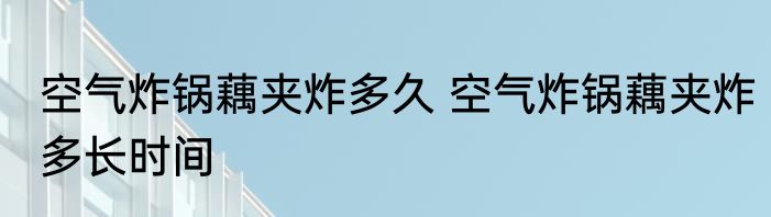 空气炸锅藕夹炸多久 空气炸锅藕夹炸多长时间