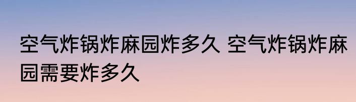 空气炸锅炸麻园炸多久 空气炸锅炸麻园需要炸多久