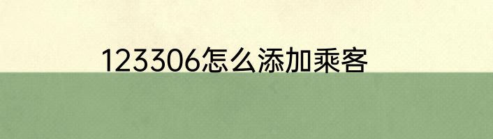 123306怎么添加乘客