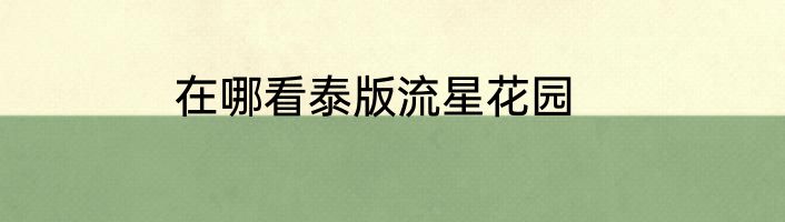 在哪看泰版流星花园