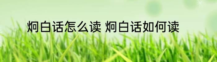 炯白话怎么读 炯白话如何读