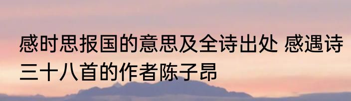 感时思报国的意思及全诗出处 感遇诗三十八首的作者陈子昂