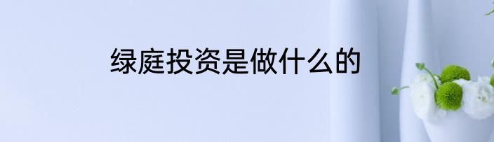 绿庭投资是做什么的