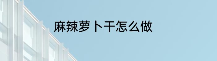麻辣萝卜干怎么做