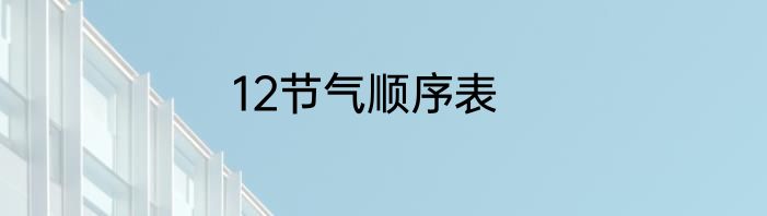 12节气顺序表