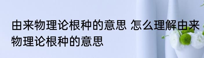 由来物理论根种的意思 怎么理解由来物理论根种的意思