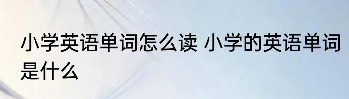 小学英语单词怎么读 小学的英语单词是什么