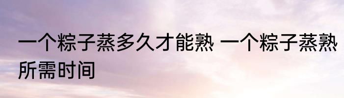 一个粽子蒸多久才能熟 一个粽子蒸熟所需时间