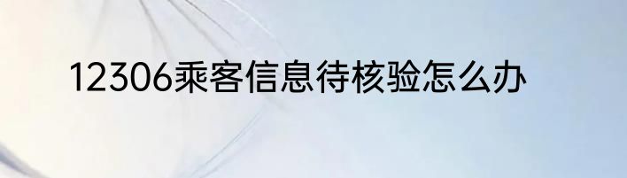 12306乘客信息待核验怎么办