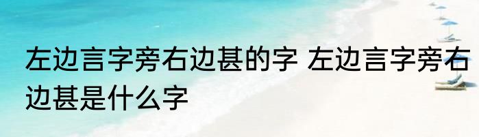 左边言字旁右边甚的字 左边言字旁右边甚是什么字