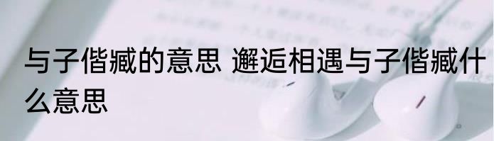 与子偕臧的意思 邂逅相遇与子偕臧什么意思