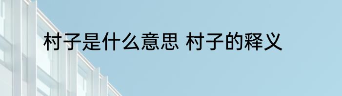 村子是什么意思 村子的释义
