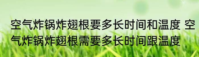 空气炸锅炸翅根要多长时间和温度 空气炸锅炸翅根需要多长时间跟温度