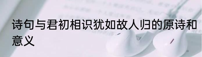 诗句与君初相识犹如故人归的原诗和意义