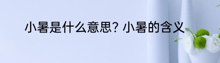 小暑是什么意思? 小暑的含义