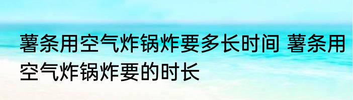 薯条用空气炸锅炸要多长时间 薯条用空气炸锅炸要的时长
