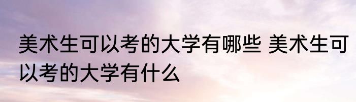 美术生可以考的大学有哪些 美术生可以考的大学有什么