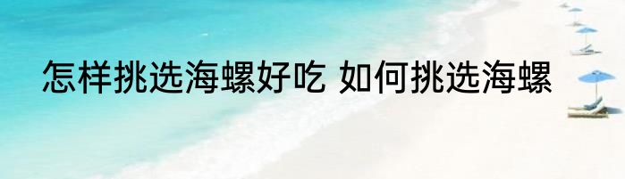 怎样挑选海螺好吃 如何挑选海螺