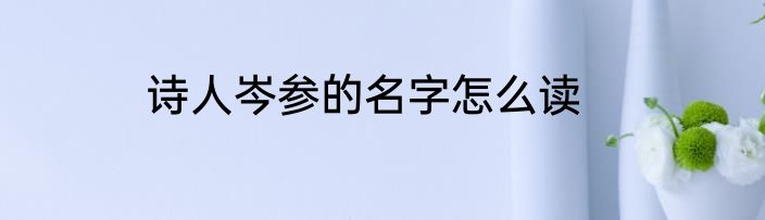 诗人岑参的名字怎么读