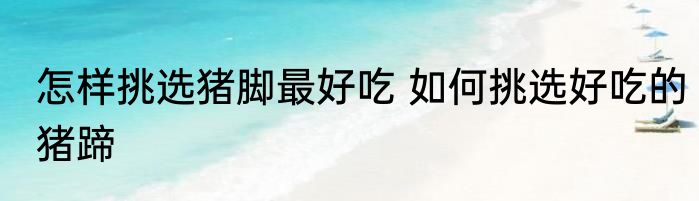 怎样挑选猪脚最好吃 如何挑选好吃的猪蹄