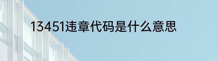 13451违章代码是什么意思