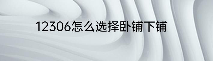 12306怎么选择卧铺下铺