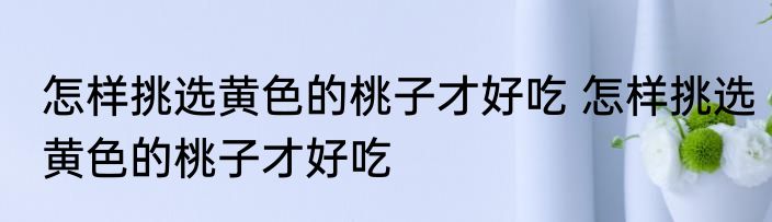 怎样挑选黄色的桃子才好吃 怎样挑选黄色的桃子才好吃