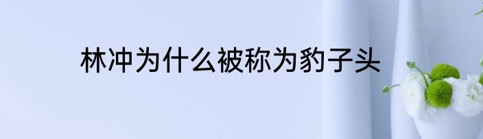 林冲为什么被称为豹子头