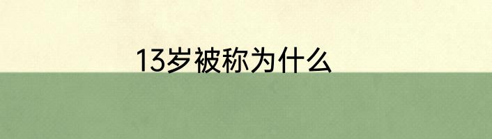 13岁被称为什么