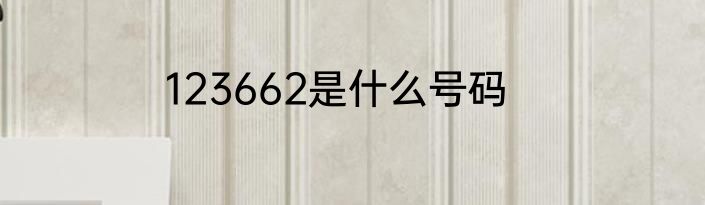 123662是什么号码