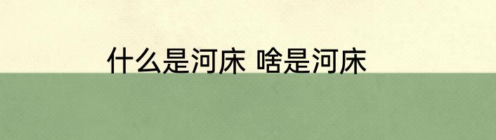 什么是河床 啥是河床