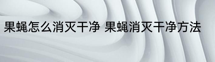 果蝇怎么消灭干净 果蝇消灭干净方法